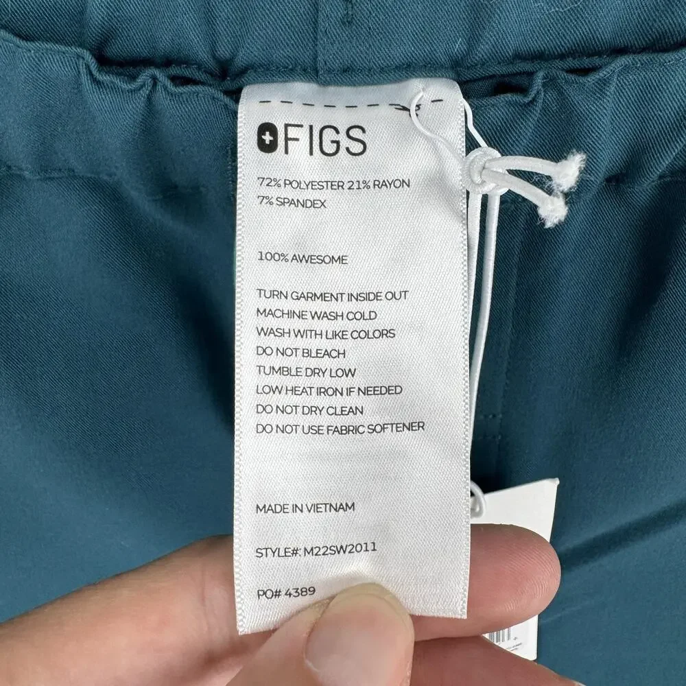 FIGS Pants Mens XS Blue Pisco Slim Technical Scrub Pants Drawstring Waist NWT